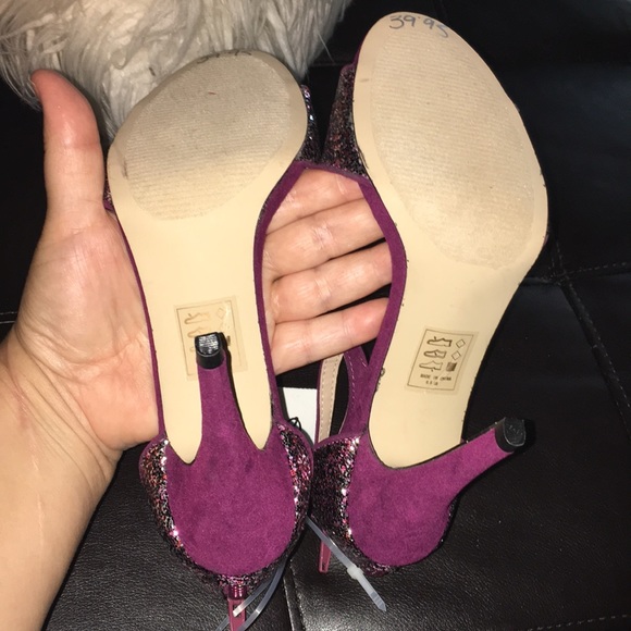 Glitter Ruby Faux Suede Heeled Sandals - Picture 5 of 8